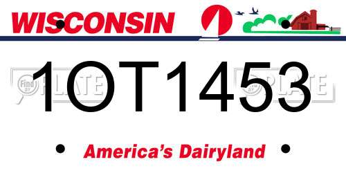 1OT1453 Wisconsin License Plate