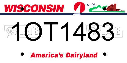 1OT1483 Wisconsin License Plate