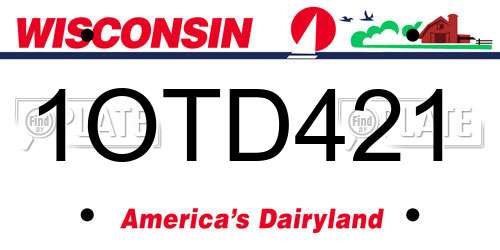 1OTD421 Wisconsin License Plate