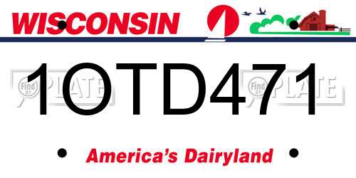1OTD471 Wisconsin License Plate