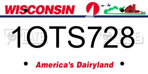 1OTS728 Wisconsin License Plate