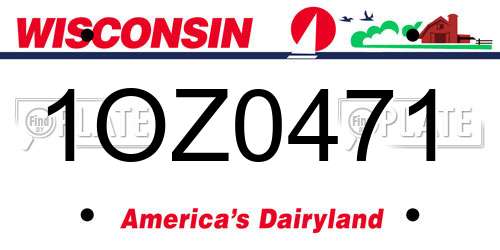 1OZ0471 Wisconsin License Plate