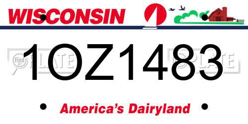 1OZ1483 Wisconsin License Plate