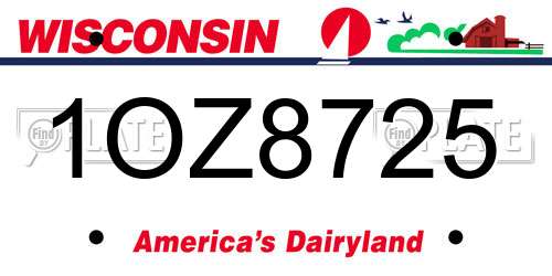 1OZ8725 Wisconsin License Plate