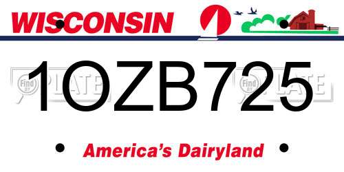1OZB725 Wisconsin License Plate