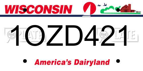 1OZD421 Wisconsin License Plate