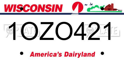 1OZO421 Wisconsin License Plate