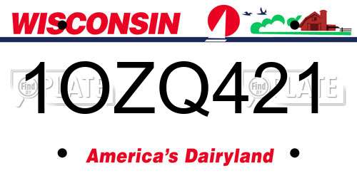 1OZQ421 Wisconsin License Plate