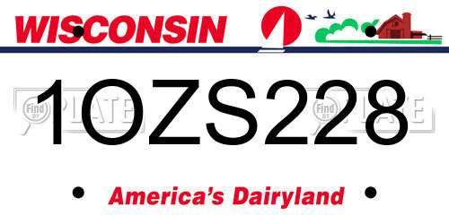 1OZS228 Wisconsin License Plate