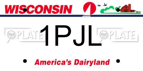 1PJL Wisconsin License Plate