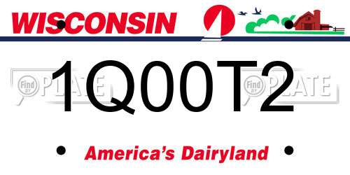 1Q00T2 Wisconsin License Plate