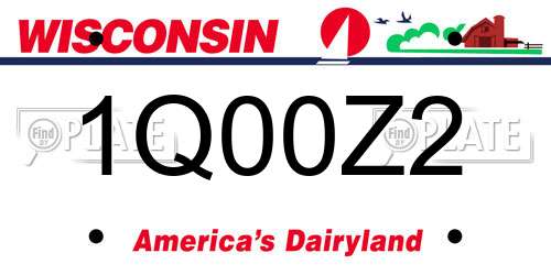 1Q00Z2 Wisconsin License Plate