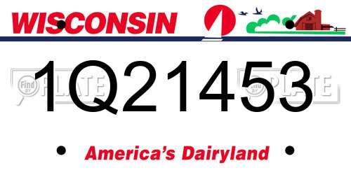 1Q21453 Wisconsin License Plate