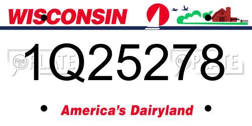 1Q25278 Wisconsin License Plate