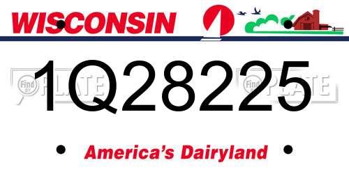 1Q28225 Wisconsin License Plate