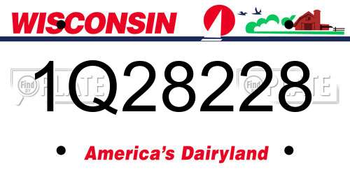 1Q28228 Wisconsin License Plate