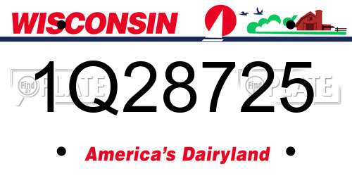1Q28725 Wisconsin License Plate