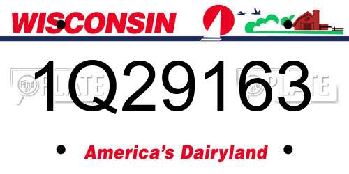 1Q29163 Wisconsin License Plate