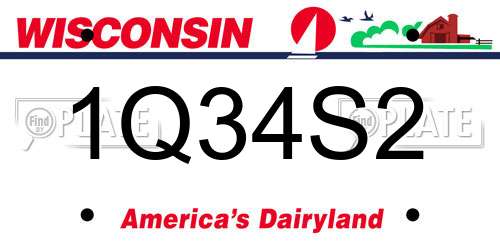 1Q34S2 Wisconsin License Plate