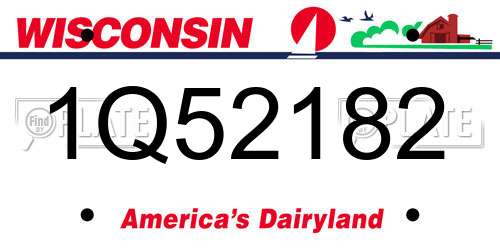 1Q52182 Wisconsin License Plate