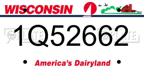 1Q52662 Wisconsin License Plate