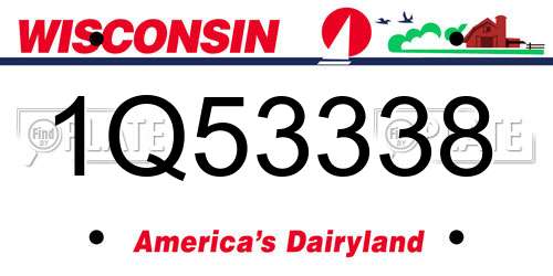 1Q53338 Wisconsin License Plate