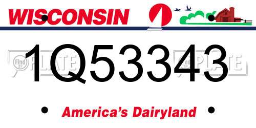 1Q53343 Wisconsin License Plate