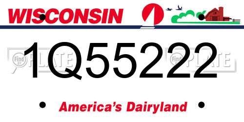 1Q55222 Wisconsin License Plate