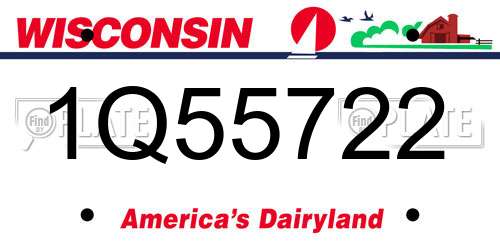 1Q55722 Wisconsin License Plate