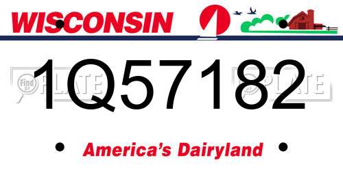 1Q57182 Wisconsin License Plate