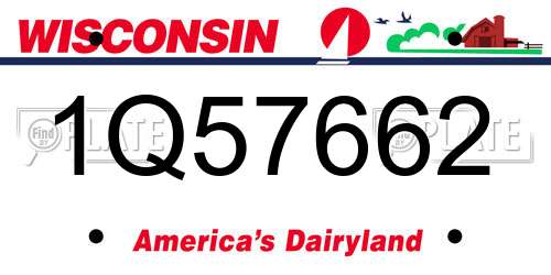1Q57662 Wisconsin License Plate