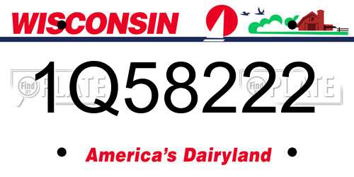 1Q58222 Wisconsin License Plate