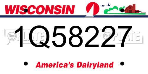 1Q58227 Wisconsin License Plate