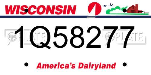 1Q58277 Wisconsin License Plate