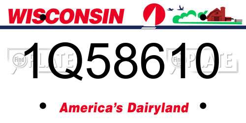 1Q58610 Wisconsin License Plate
