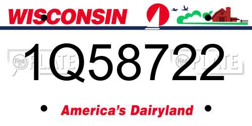 1Q58722 Wisconsin License Plate