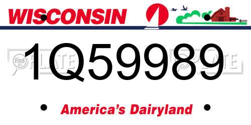 1Q59989 Wisconsin License Plate