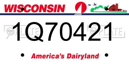 1Q70421 Wisconsin License Plate
