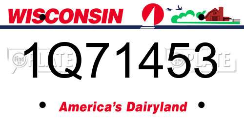 1Q71453 Wisconsin License Plate