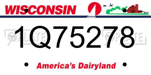 1Q75278 Wisconsin License Plate