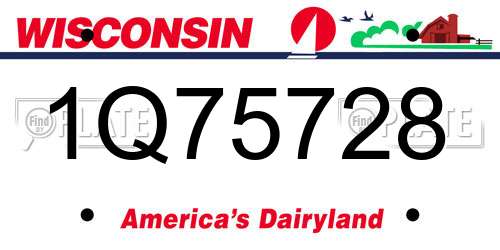 1Q75728 Wisconsin License Plate