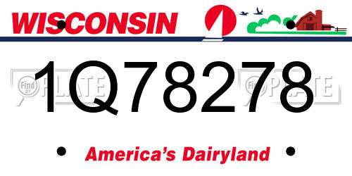 1Q78278 Wisconsin License Plate