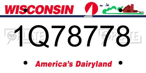 1Q78778 Wisconsin License Plate