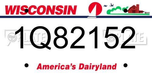 1Q82152 Wisconsin License Plate