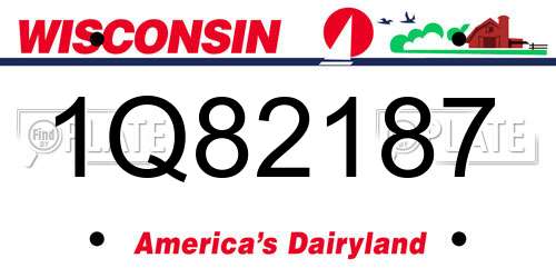 1Q82187 Wisconsin License Plate