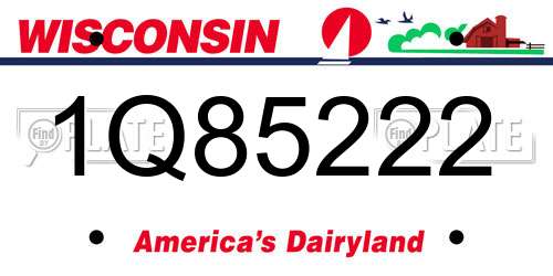 1Q85222 Wisconsin License Plate
