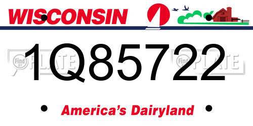 1Q85722 Wisconsin License Plate