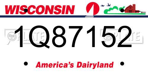 1Q87152 Wisconsin License Plate
