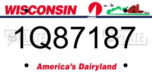 1Q87187 Wisconsin License Plate