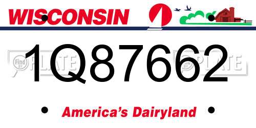 1Q87662 Wisconsin License Plate